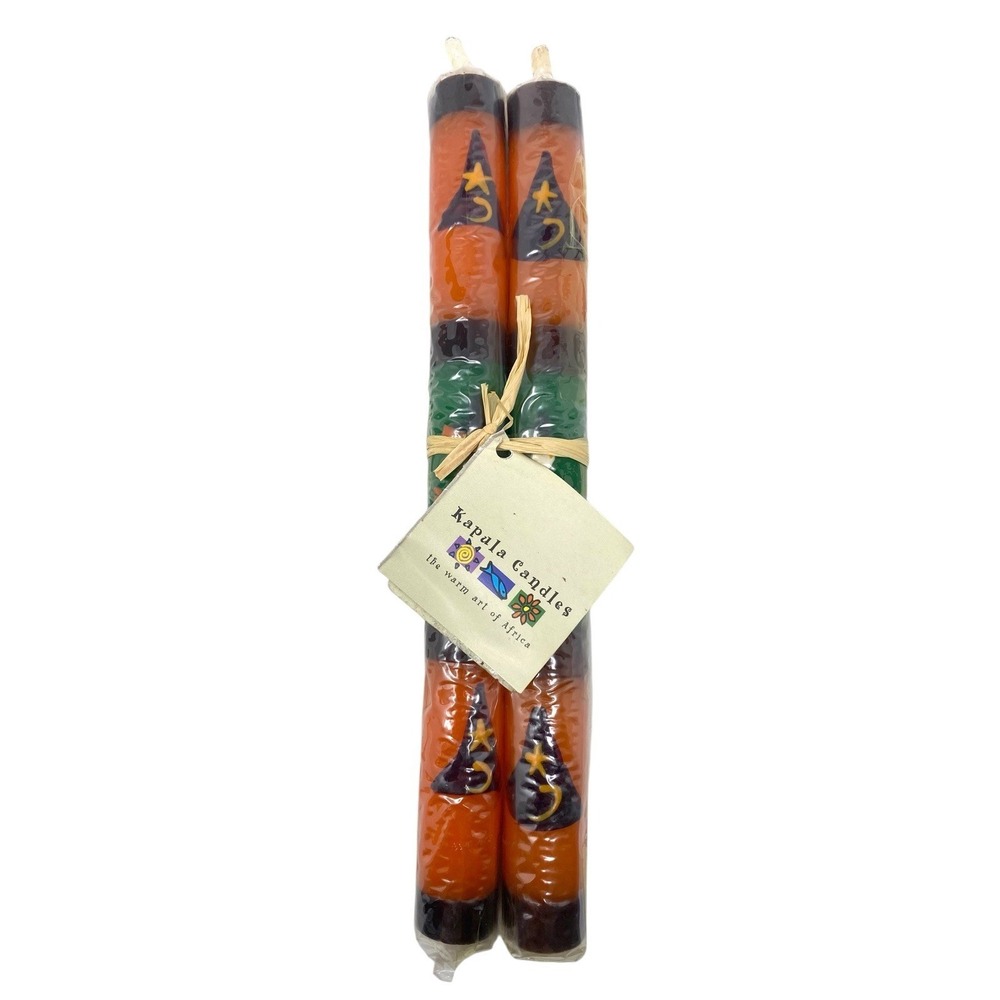 Kapula Handmade South African Artisans Pillar Candles Halloween Witch Hat 9.25"